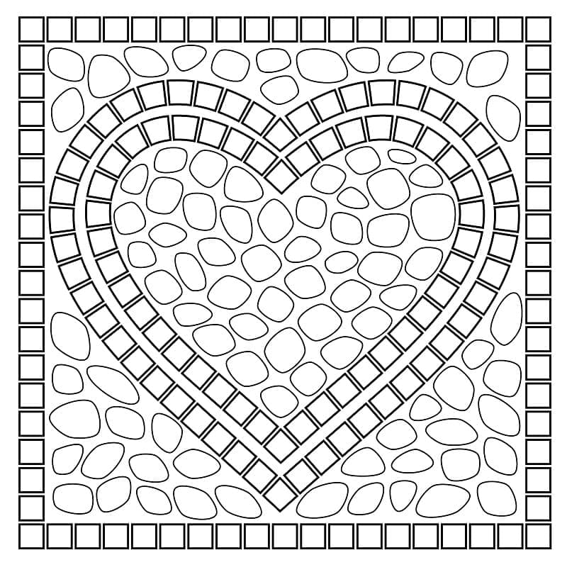 Mosaico a forma di cuore da colorare