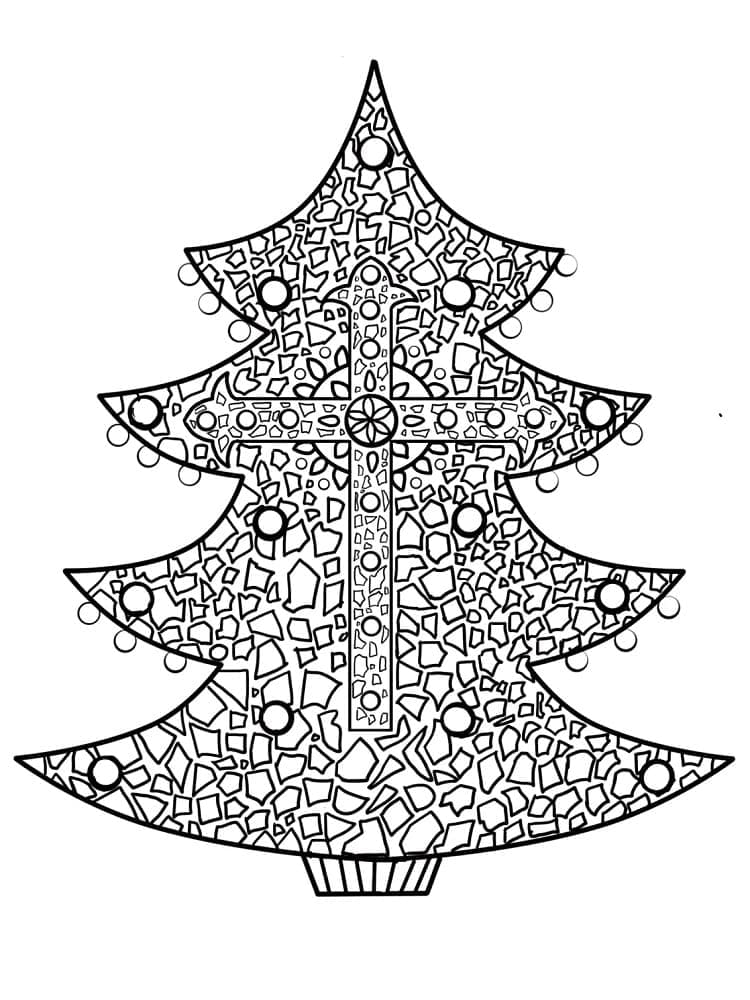 Mosaico albero di Natale da colorare