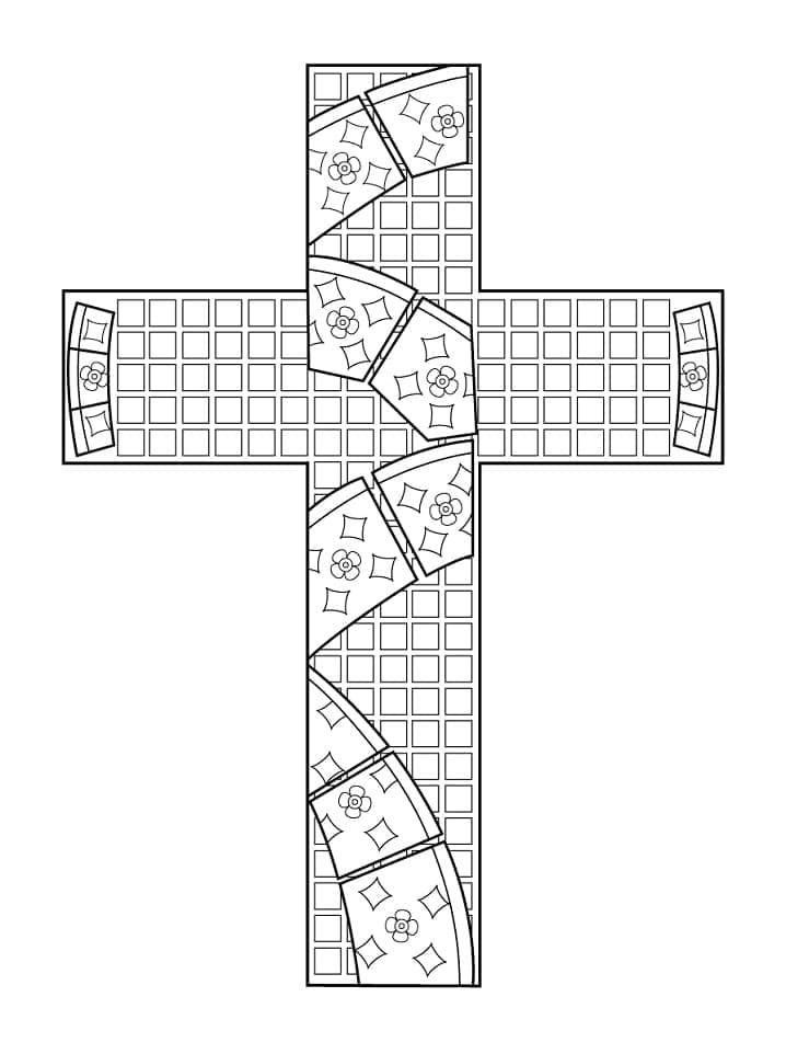 Mosaico croce da colorare
