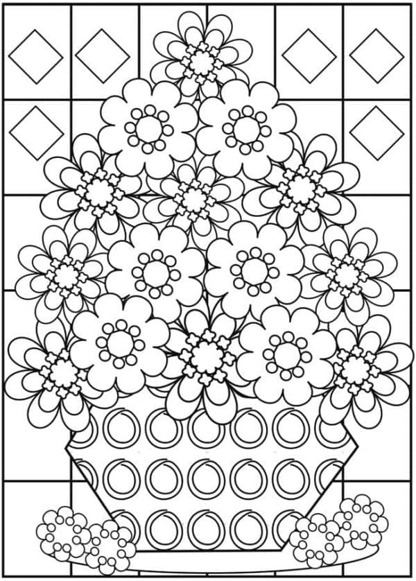 Mosaico di fiori da colorare