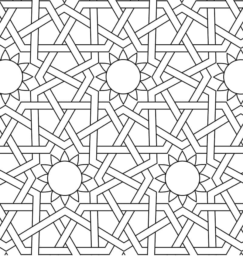 Mosaico ornamentale islamico da colorare
