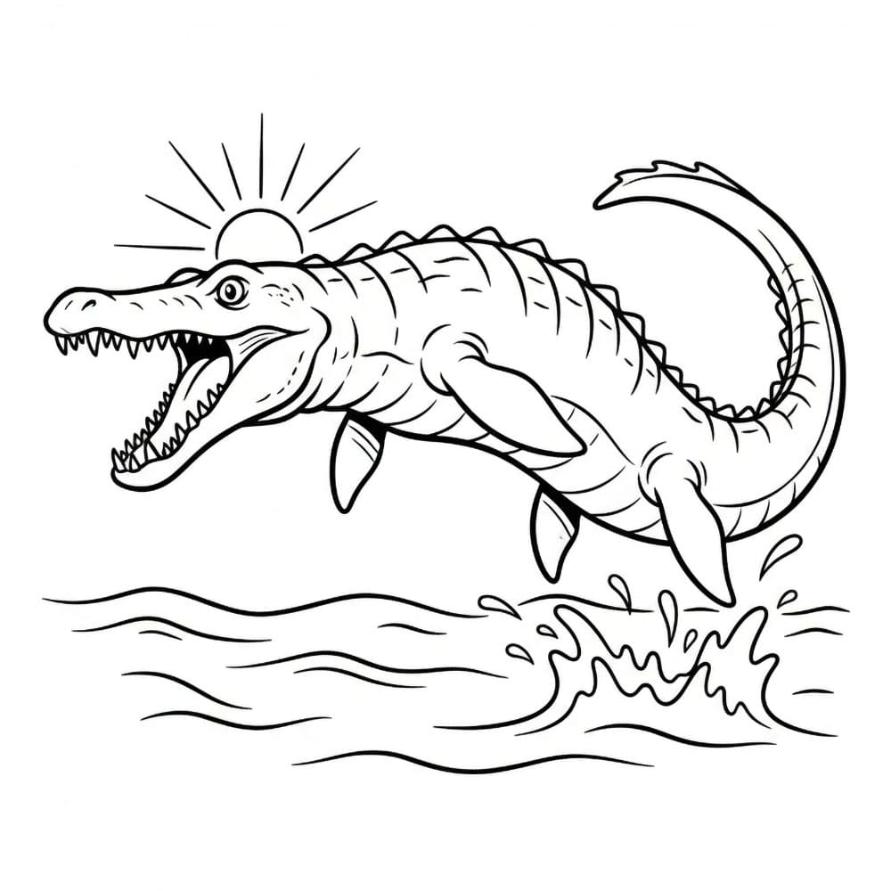 Mosasauro che salta fuori dall'acqua da colorare