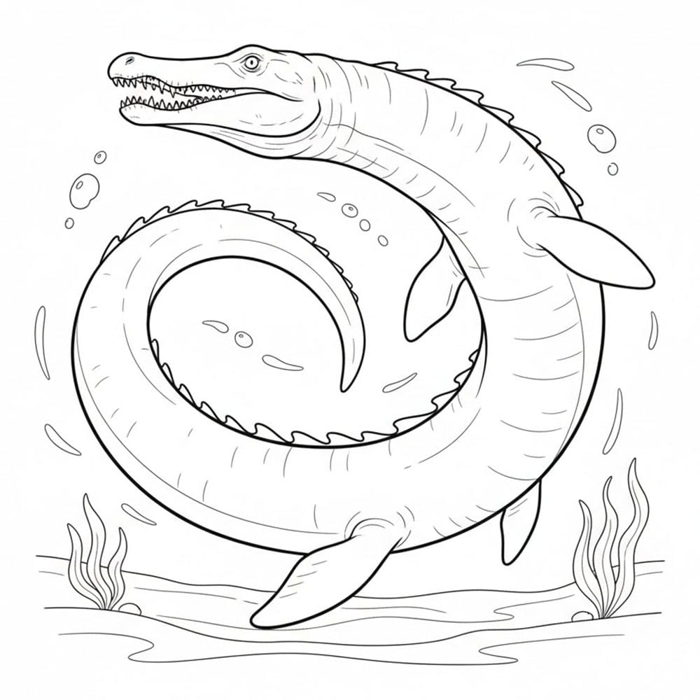 Mosasauro che si gira da colorare