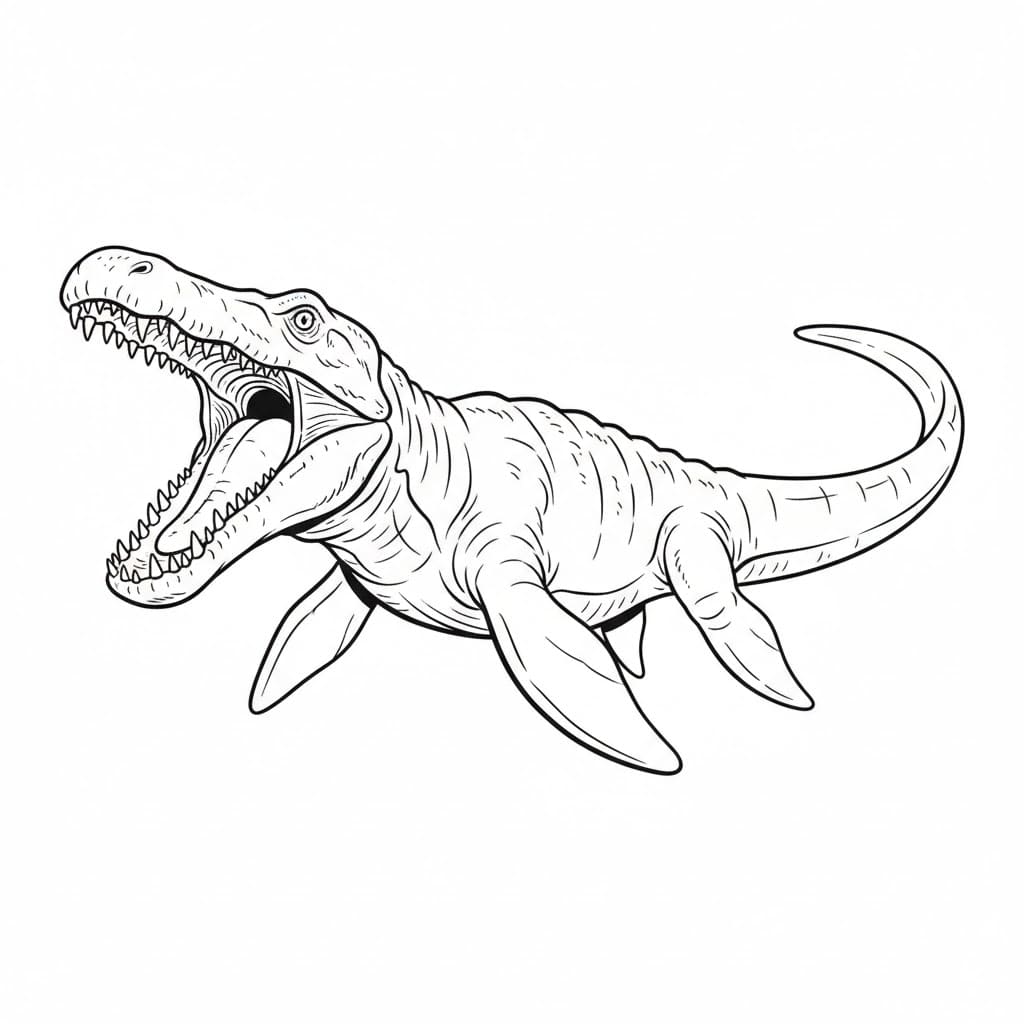 Mosasauro con la bocca aperta da colorare