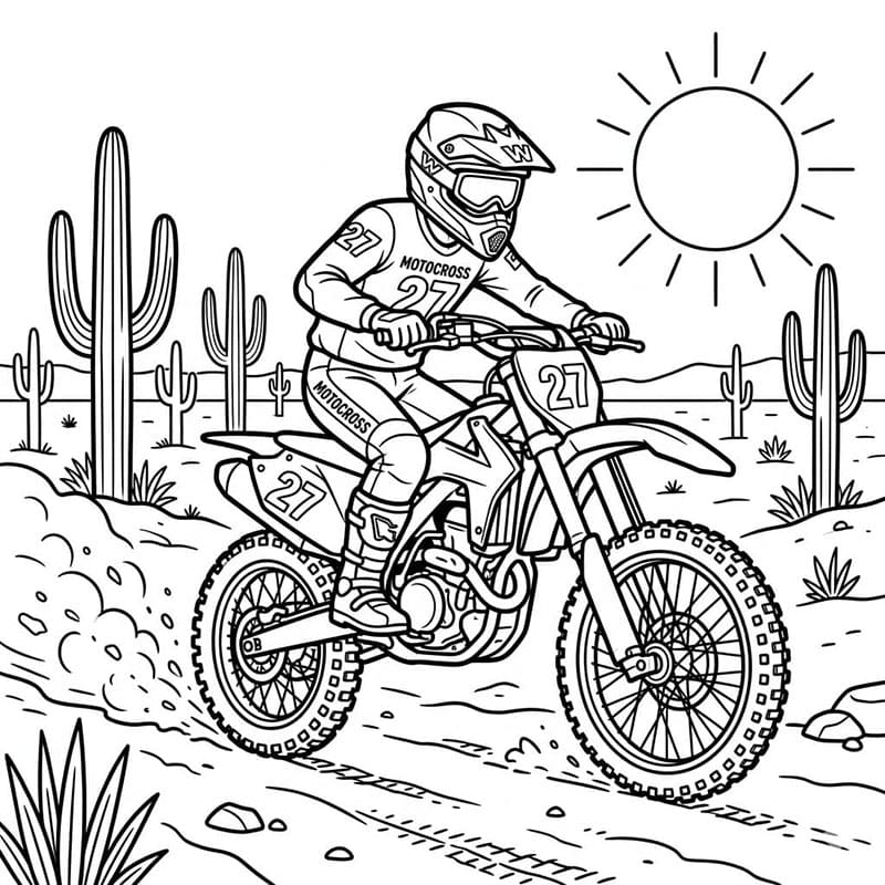 Motocross nel deserto da colorare