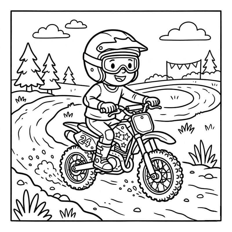 Motocross piccolo pilota da colorare