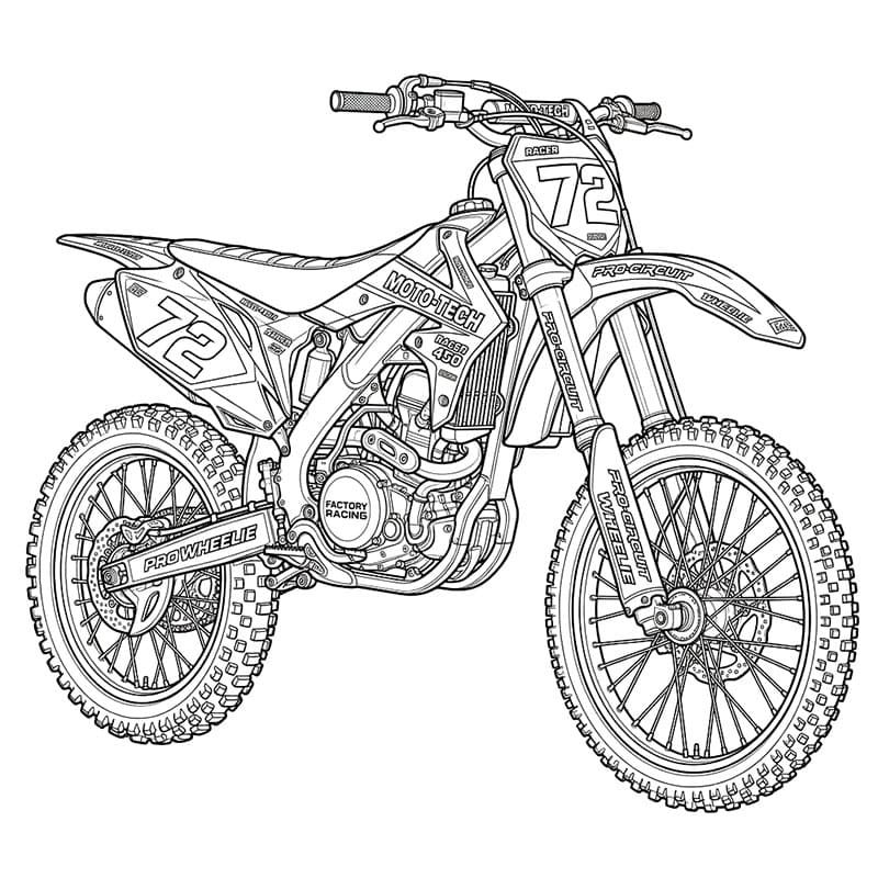 Motocross professionale dettagliato da colorare
