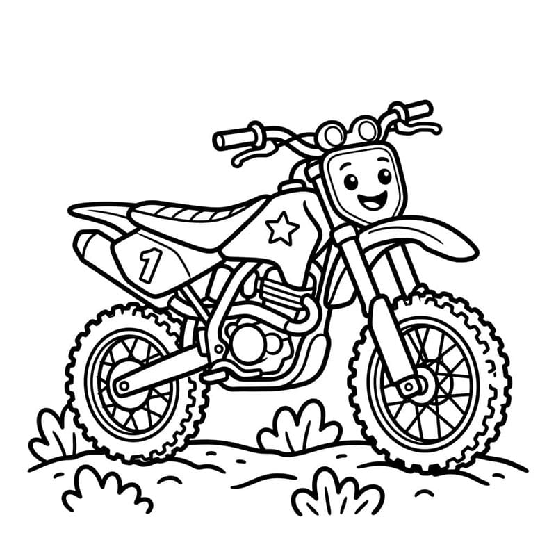 Motocross sorridente da colorare
