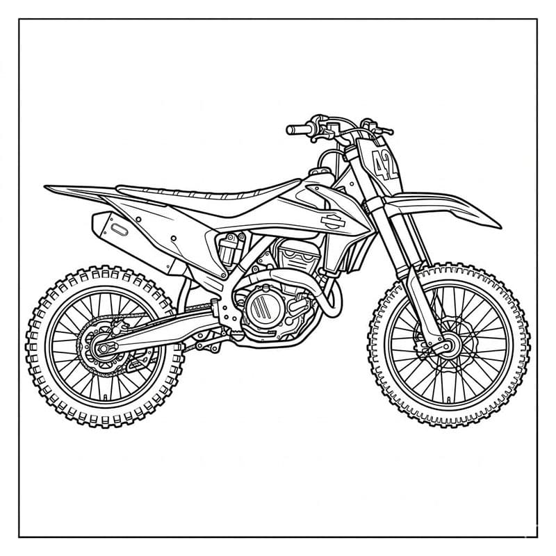 Motocross vista laterale perfetta da colorare