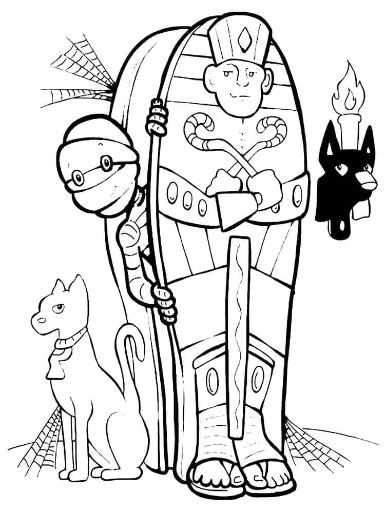 Mummia e il Gatto da colorare