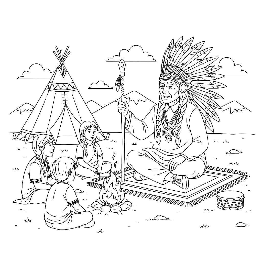 Narratore indiano da colorare