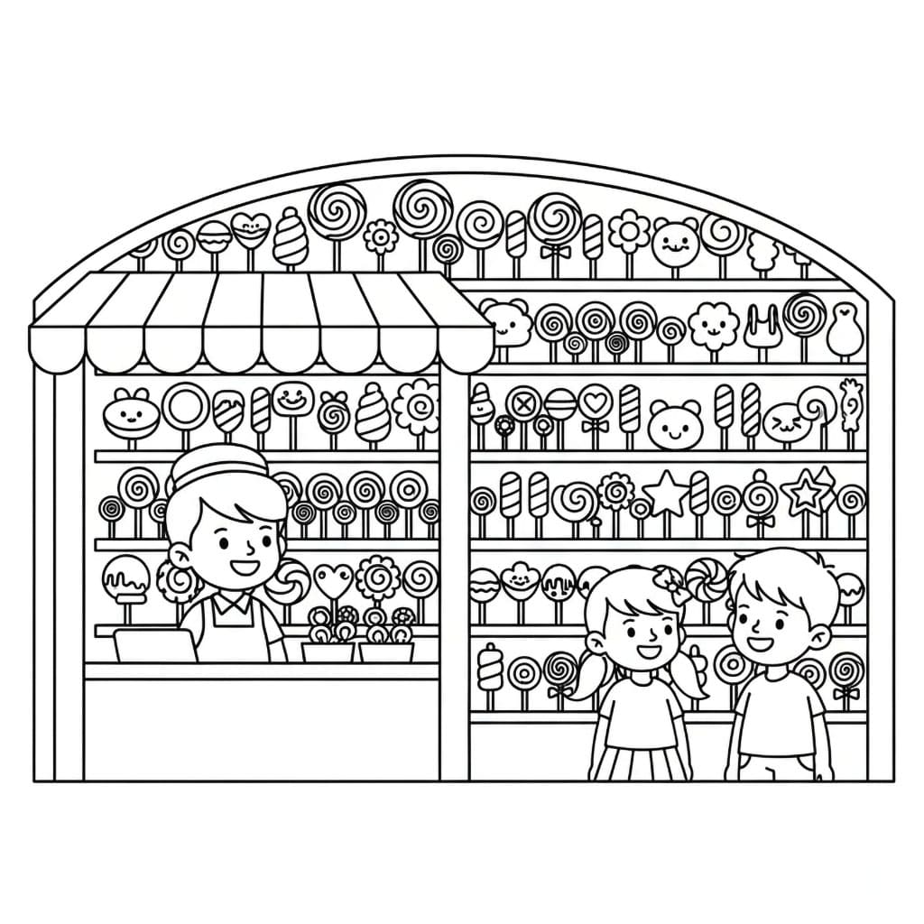 Negozio di lecca-lecca da colorare