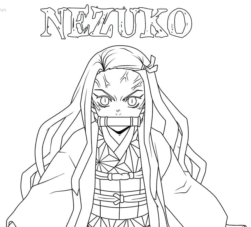 Nezuko Kamado molto arrabbiato da colorare