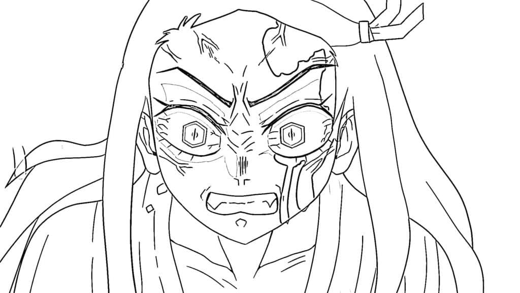 Nezuko piangente da colorare