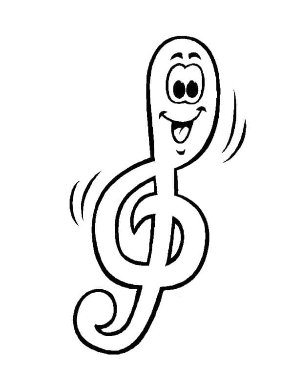 Nota Musicale Cartone Animato da colorare