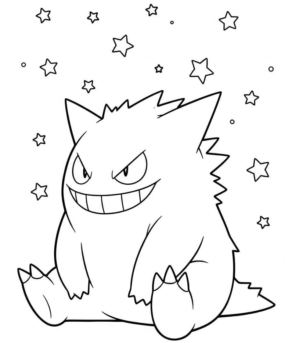 Notte stellata di Gengar da colorare