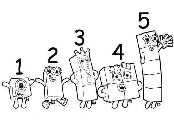 Numberblocks 1-5 da colorare