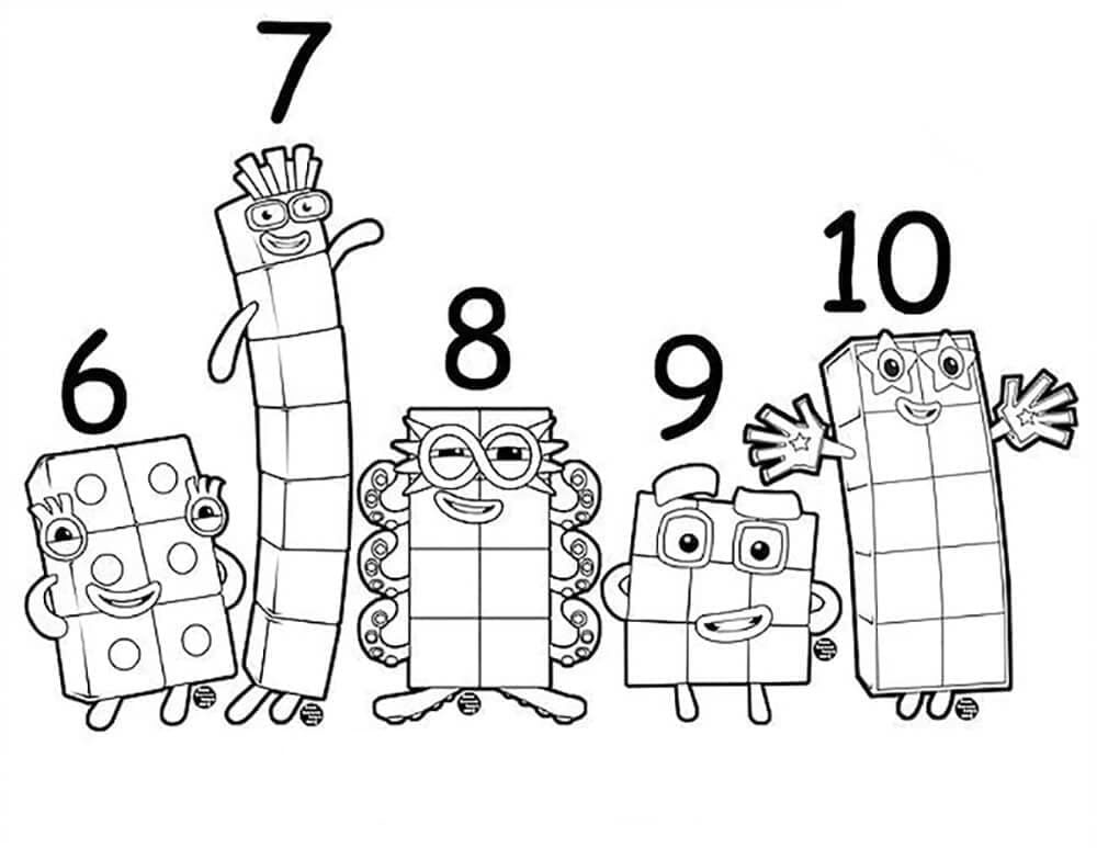 Numberblocks 6 - 10 da colorare
