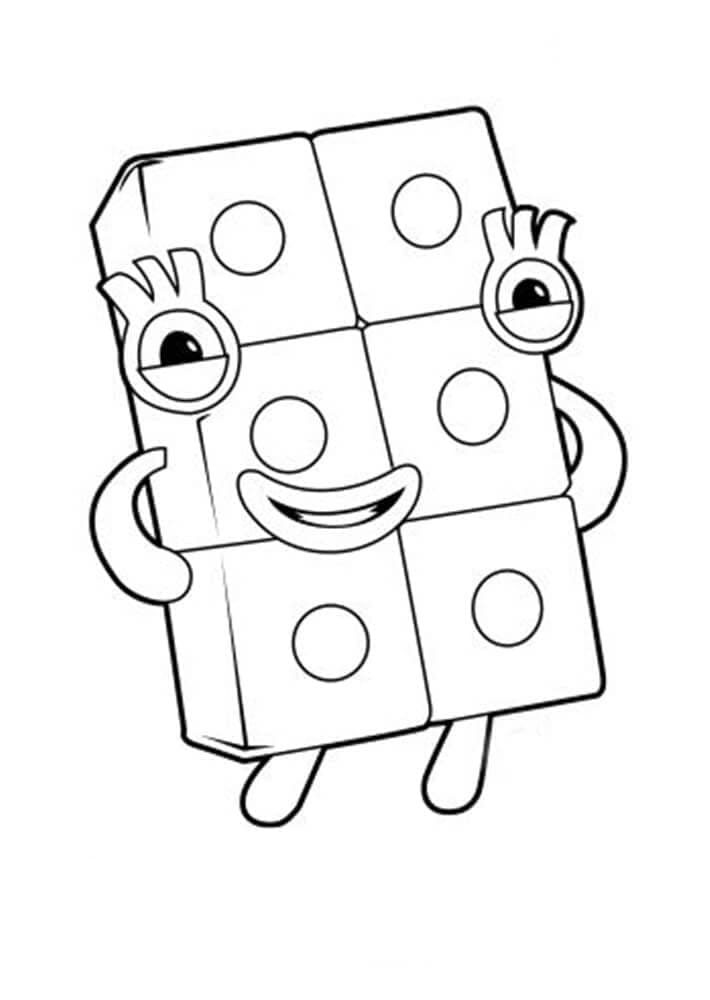 Numberblocks 6 da colorare