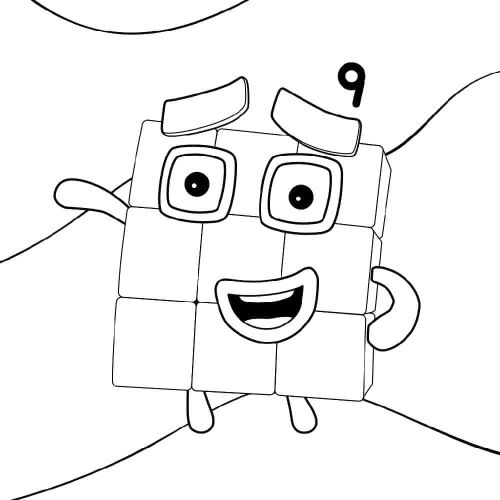 Numberblocks 9 da colorare