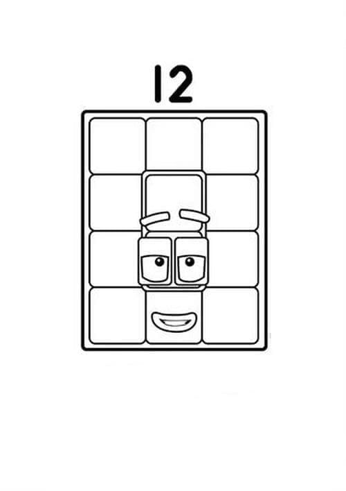 Numberblocks Dodici da colorare