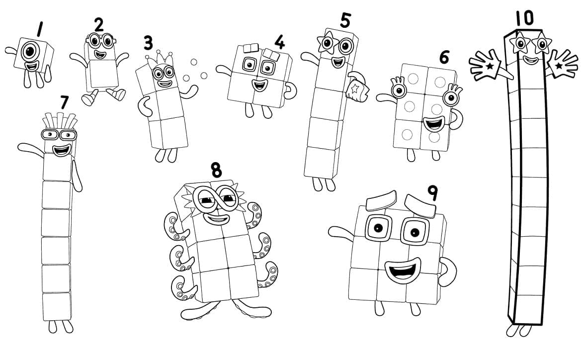 Numberblocks allegri da colorare