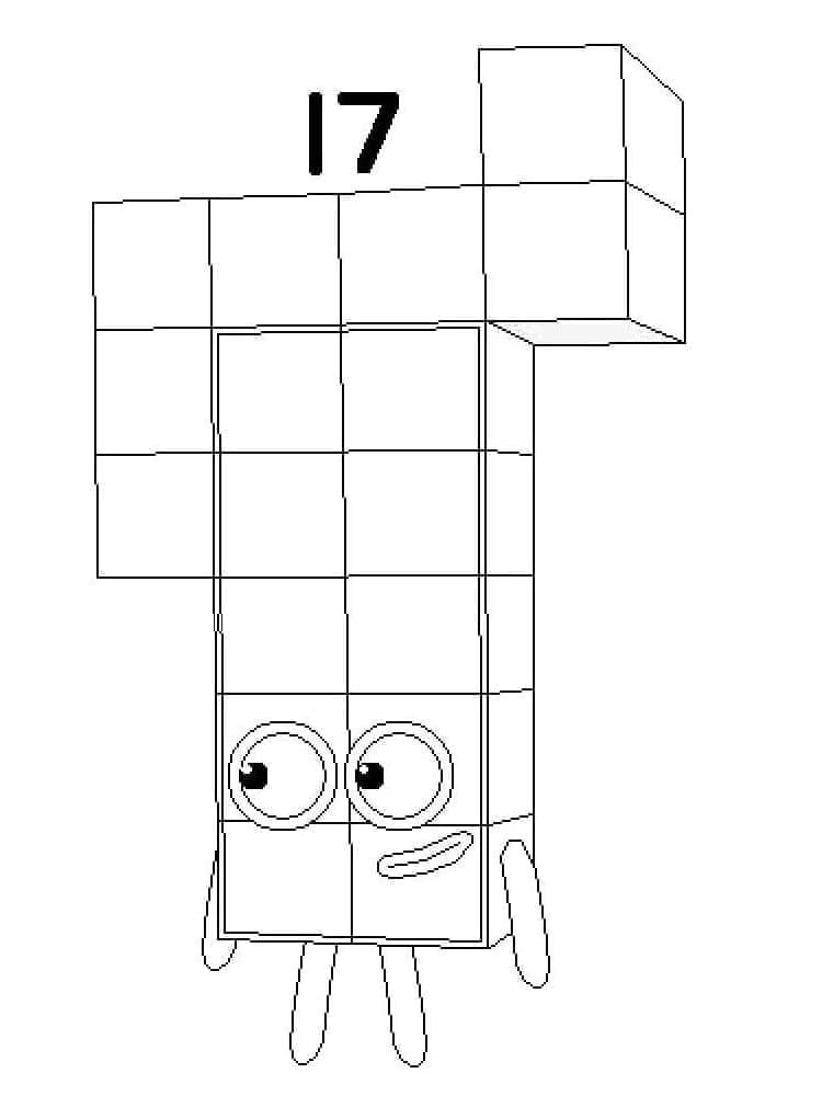 Numero 17 da Numberblocks da colorare
