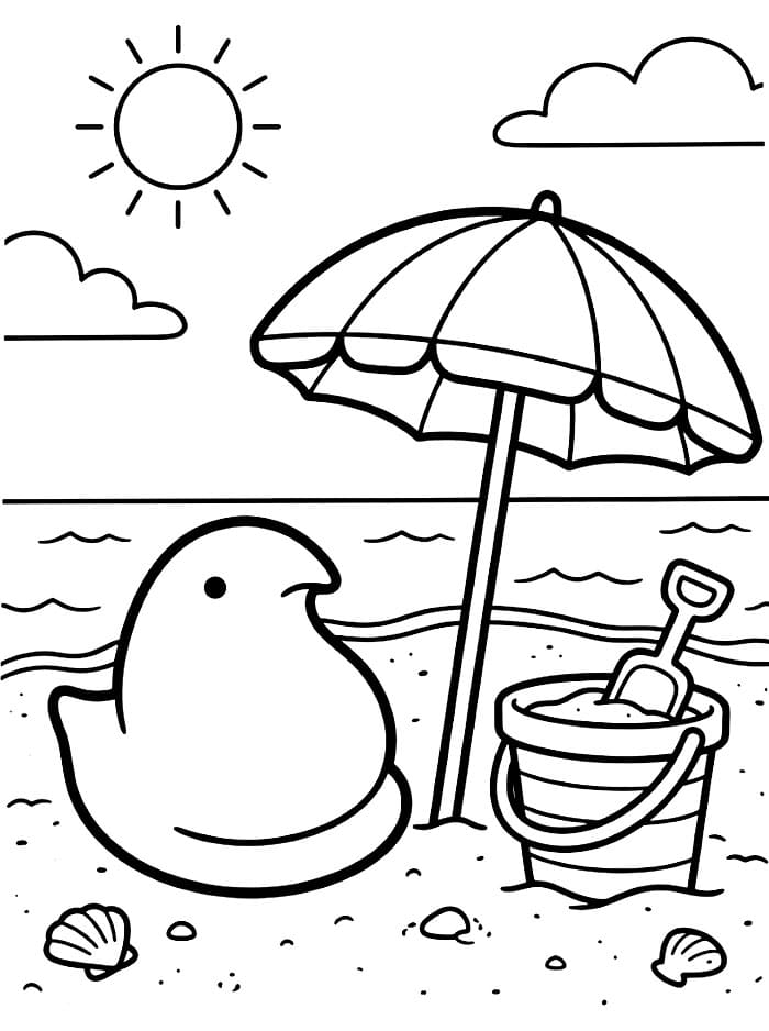 Ombrellone da spiaggia Peeps da colorare