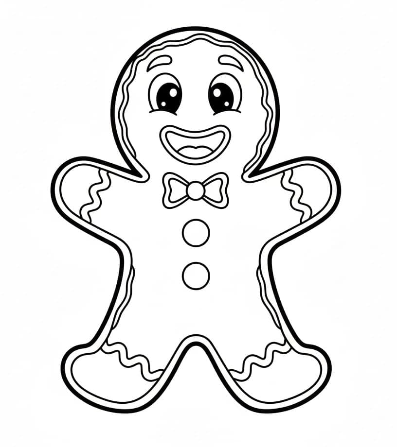 Omino di pan di zenzero animato da colorare