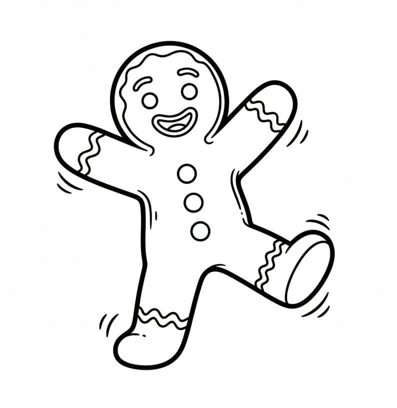 Omino di pan di zenzero che balla da colorare
