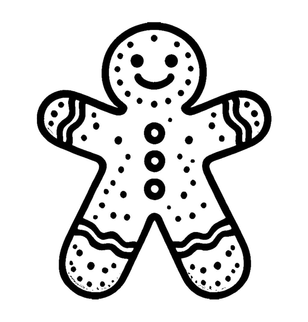 Omino di pan di zenzero felice da colorare