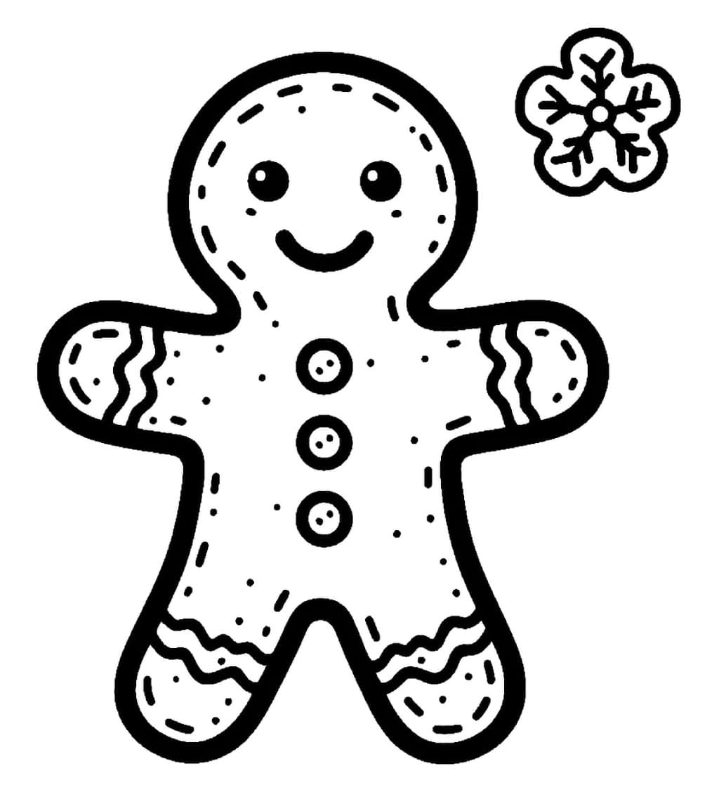 Omino di pan di zenzero invernale da colorare