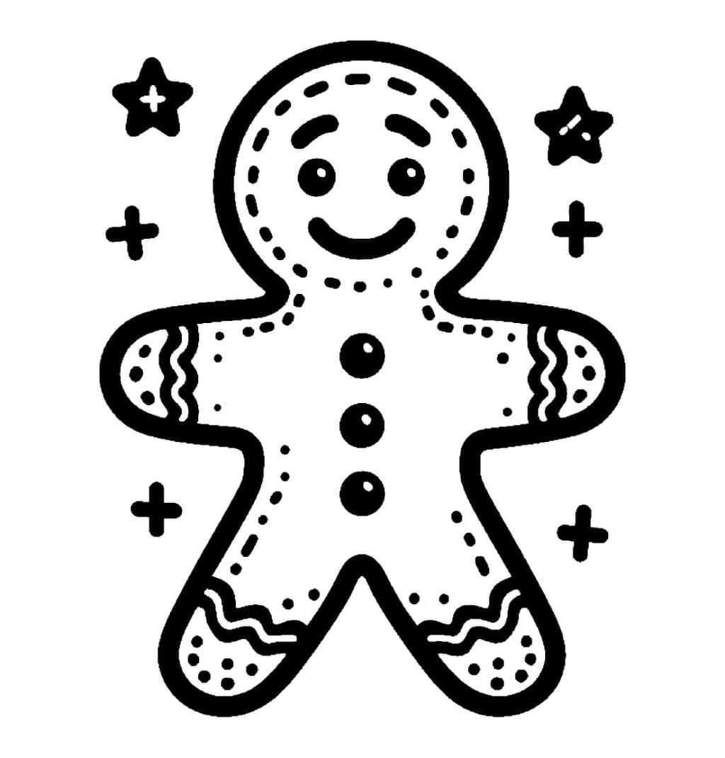 Omino di pan di zenzero kawaii da colorare