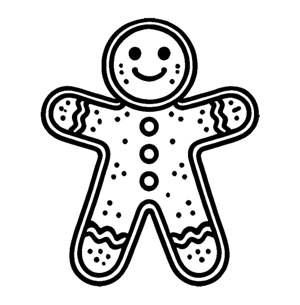 Omino di pan di zenzero semplice da colorare