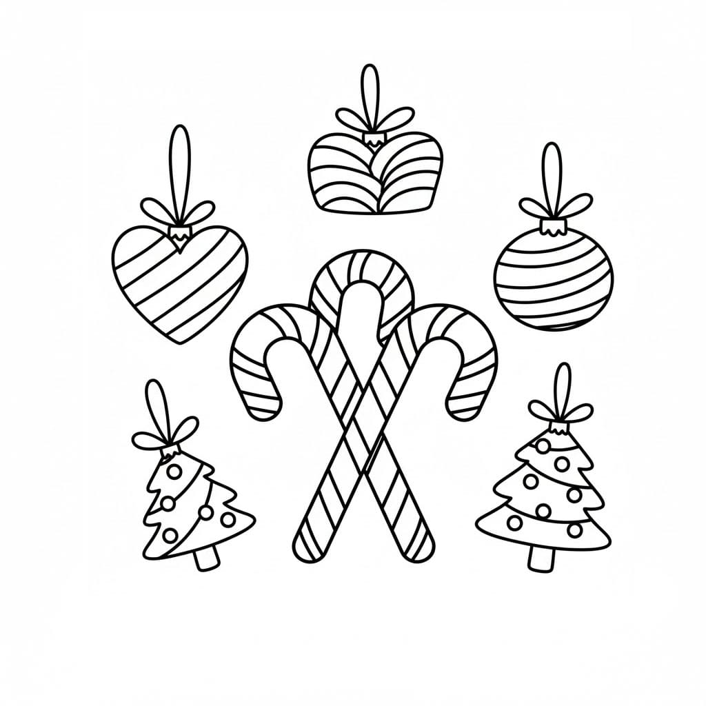 Ornamenti a Bastoncino di Zucchero da colorare