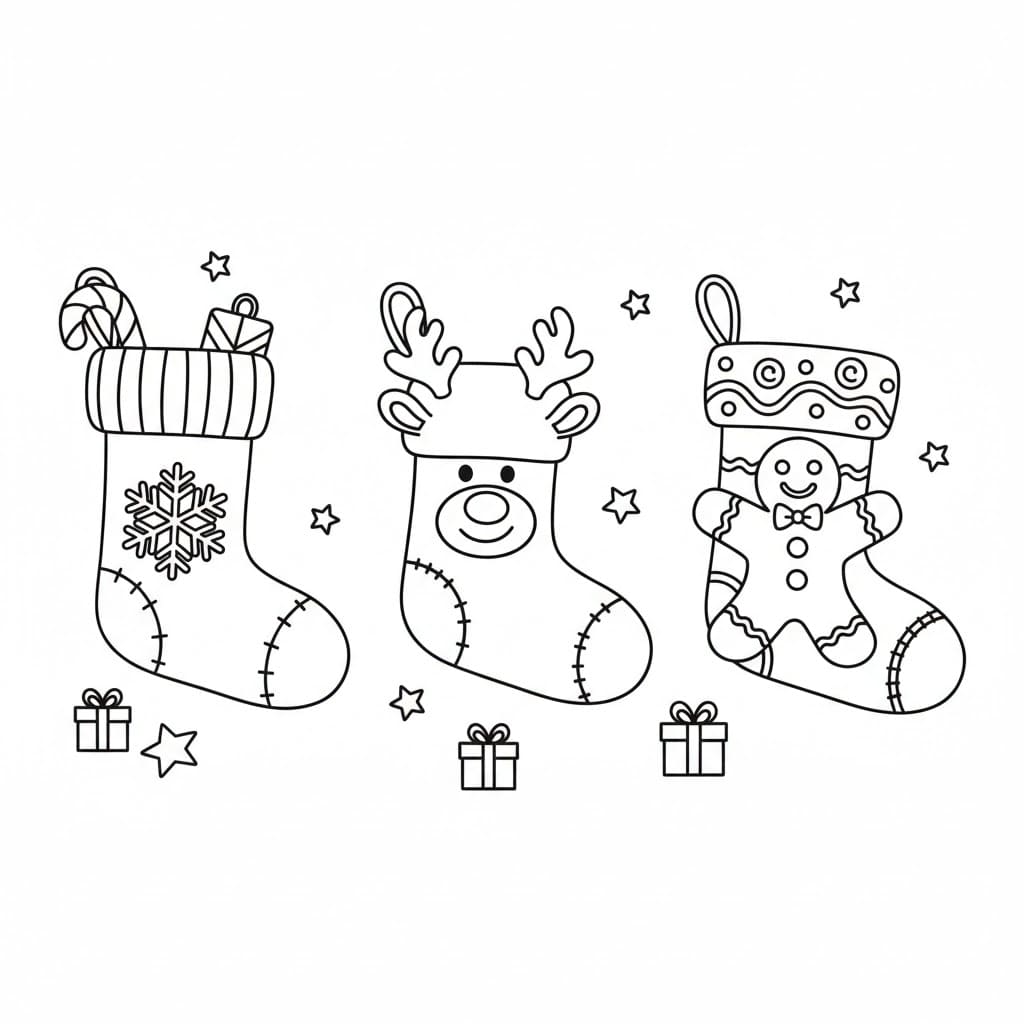 Ornamenti a Calza di Natale da colorare