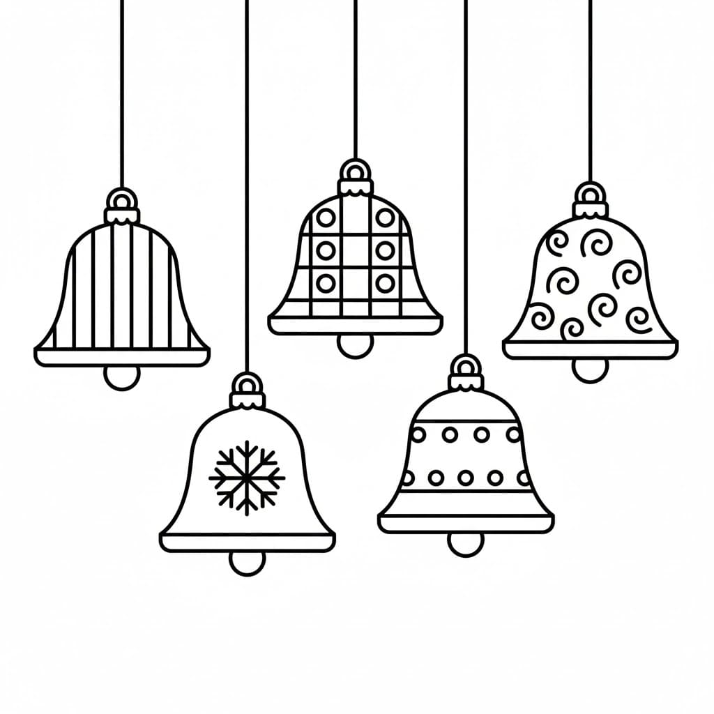 Ornamenti a Campanella di Natale da colorare
