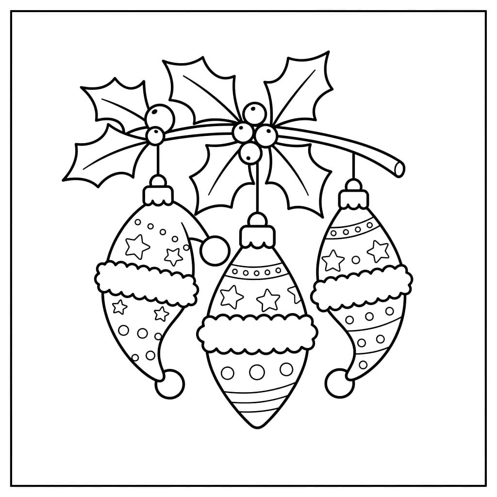 Ornamenti a Cappello di Babbo da colorare