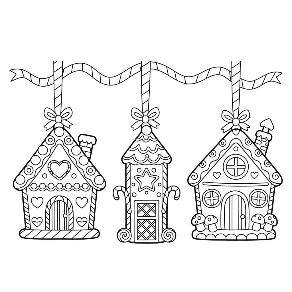 Ornamenti a Casetta da colorare