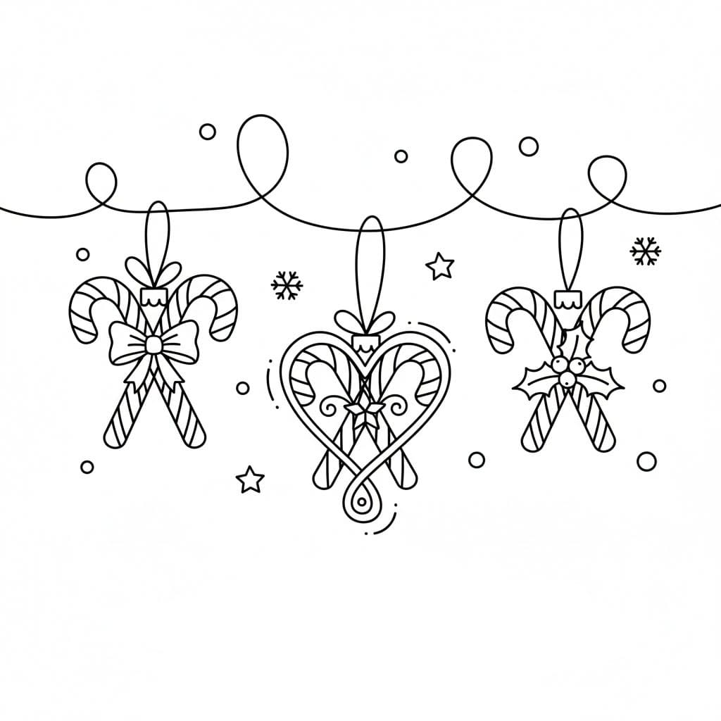 Ornamenti a Doppio Bastoncino da colorare