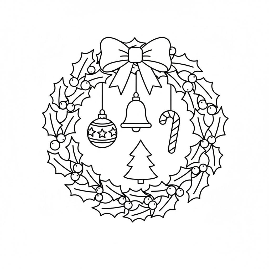 Ornamenti a Ghirlanda di Natale da colorare