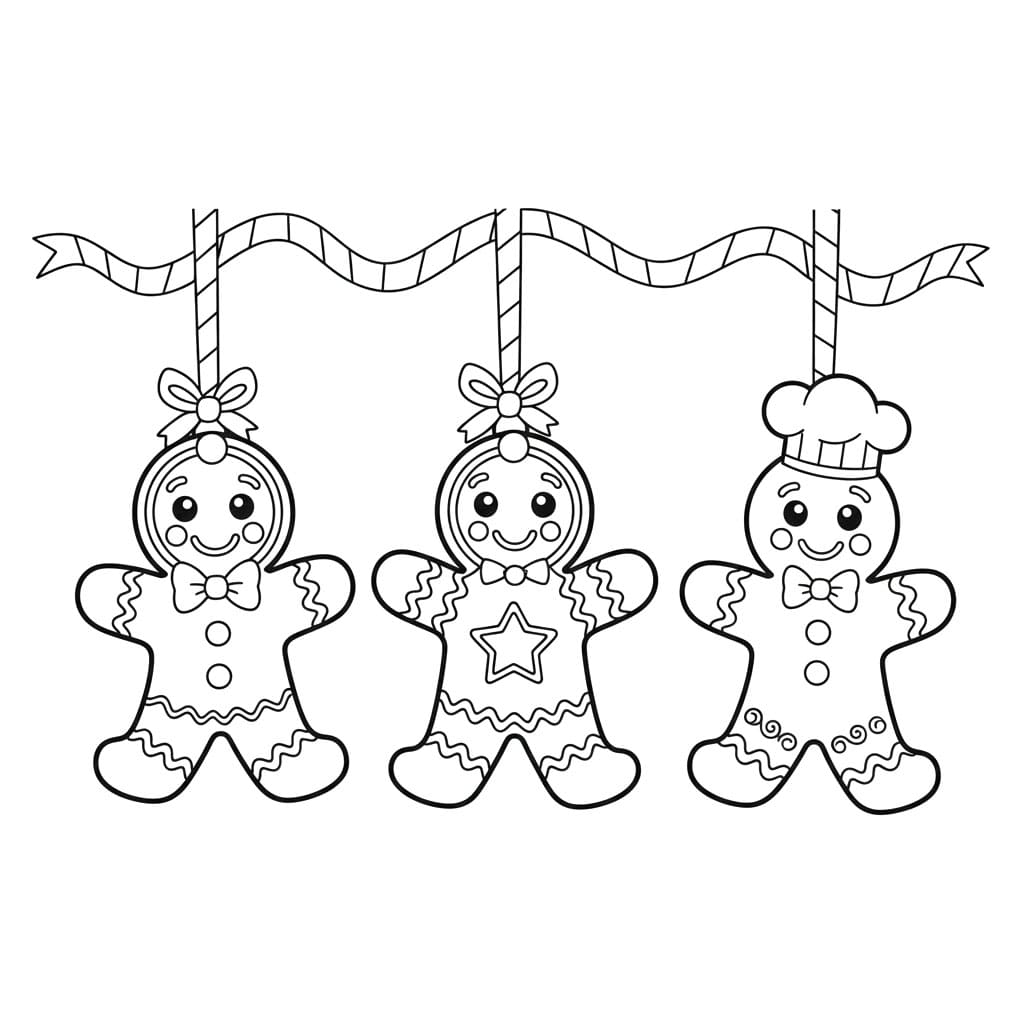 Ornamenti a Omino di Pan di Zenzero da colorare