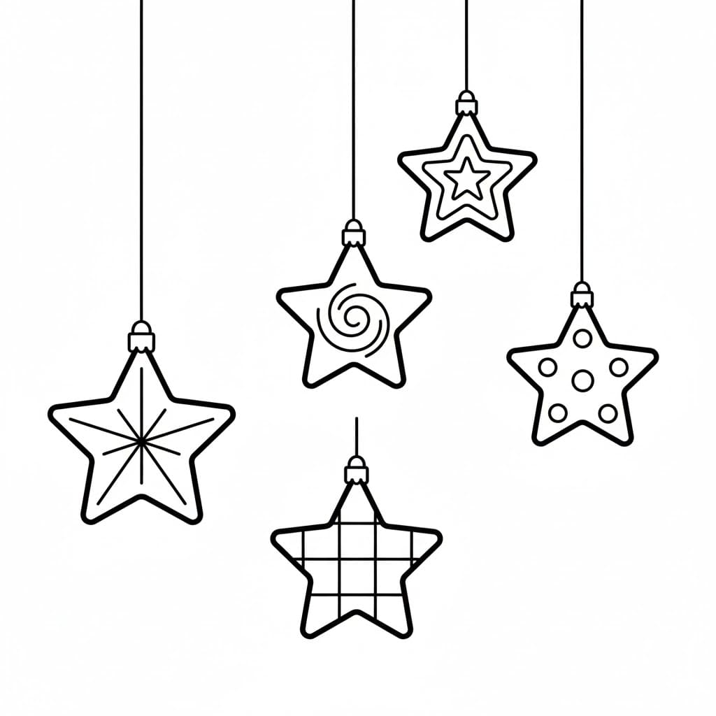 Ornamenti a Stella di Natale da colorare