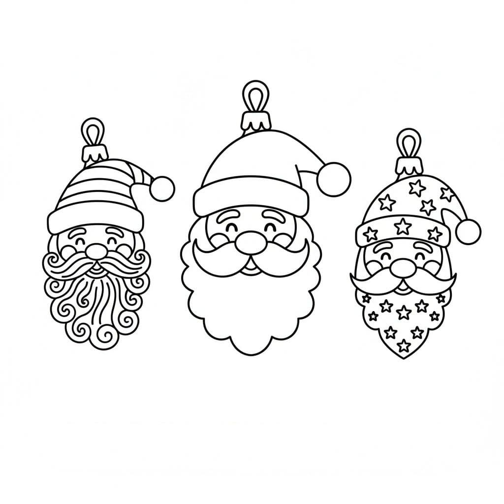 Ornamenti di Babbo Natale da colorare