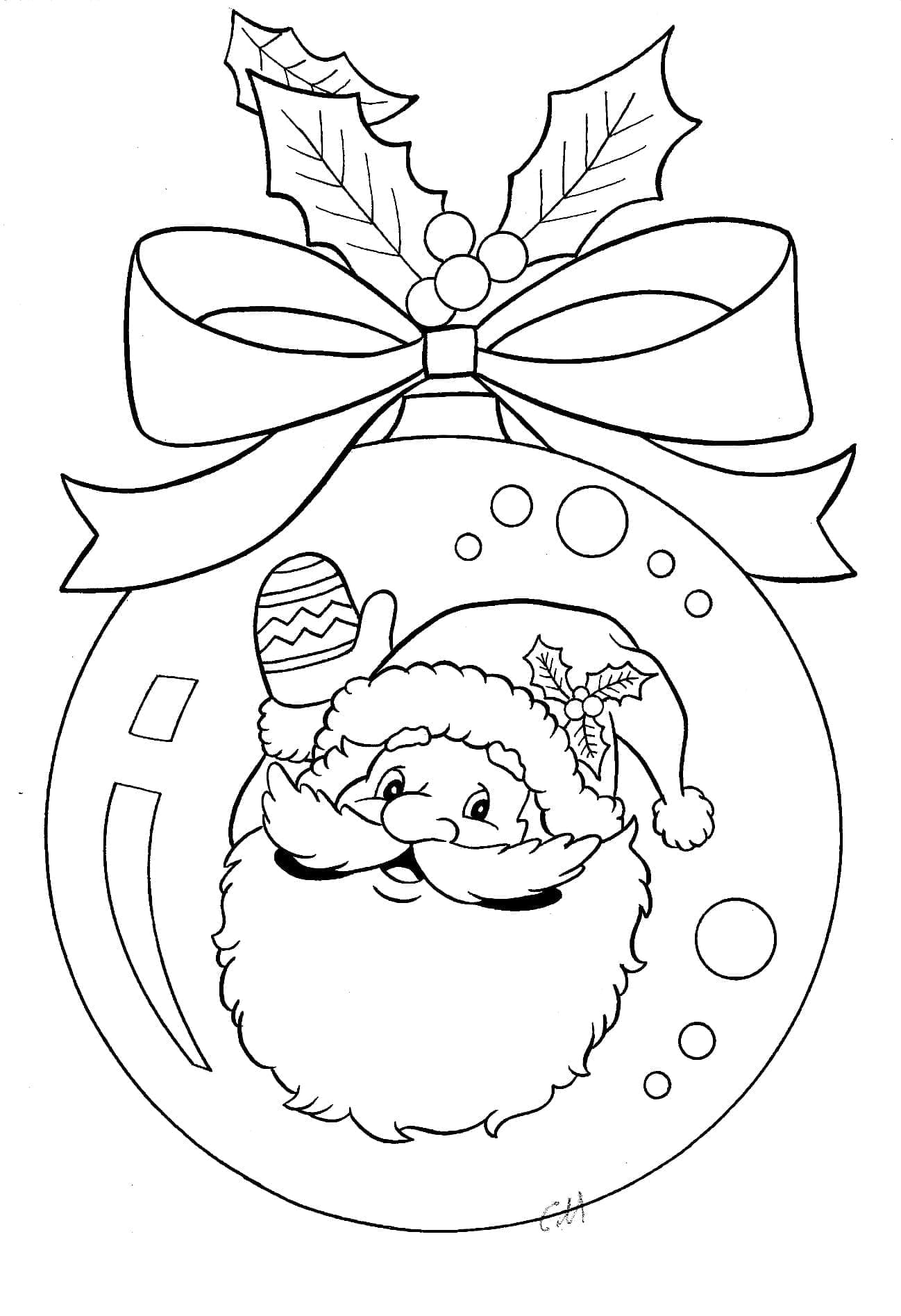 Ornamento con la faccia di Babbo Natale da colorare