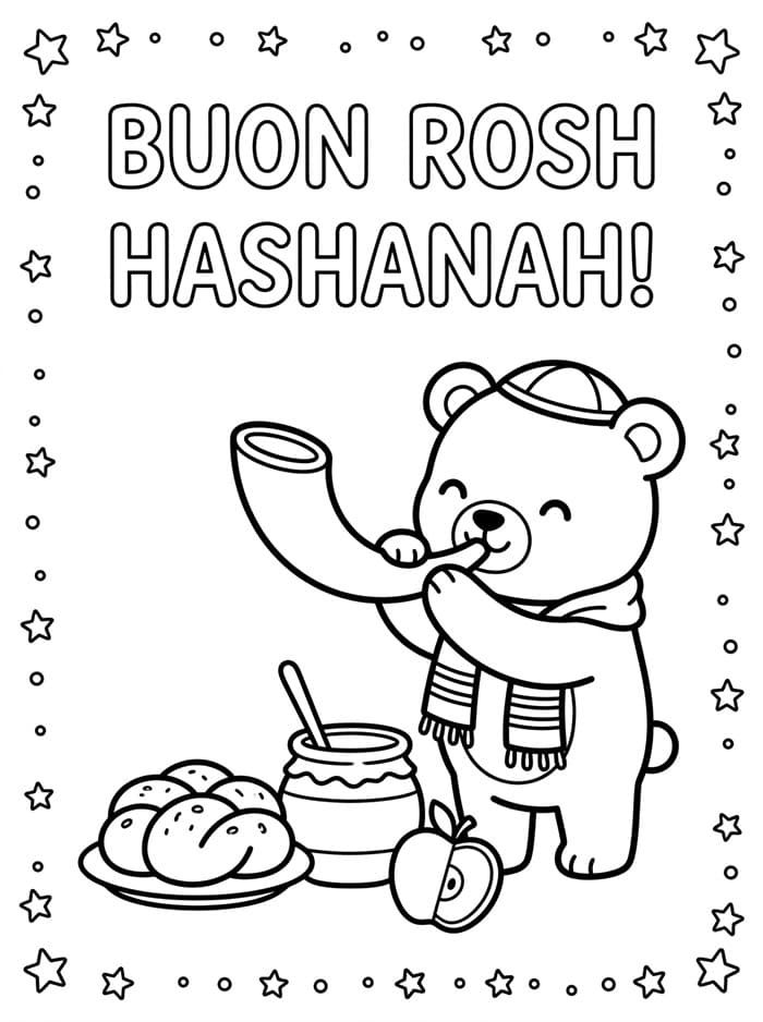 Orso di Rosh Hashanah da colorare