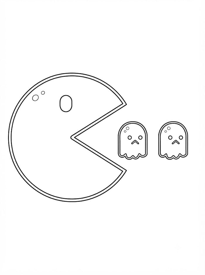 Pac Man e due fantasmi da colorare