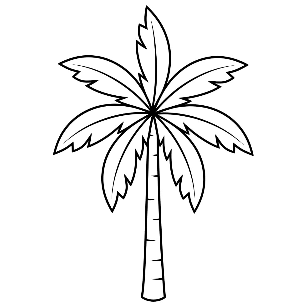 Palma che si estende uniformemente da colorare