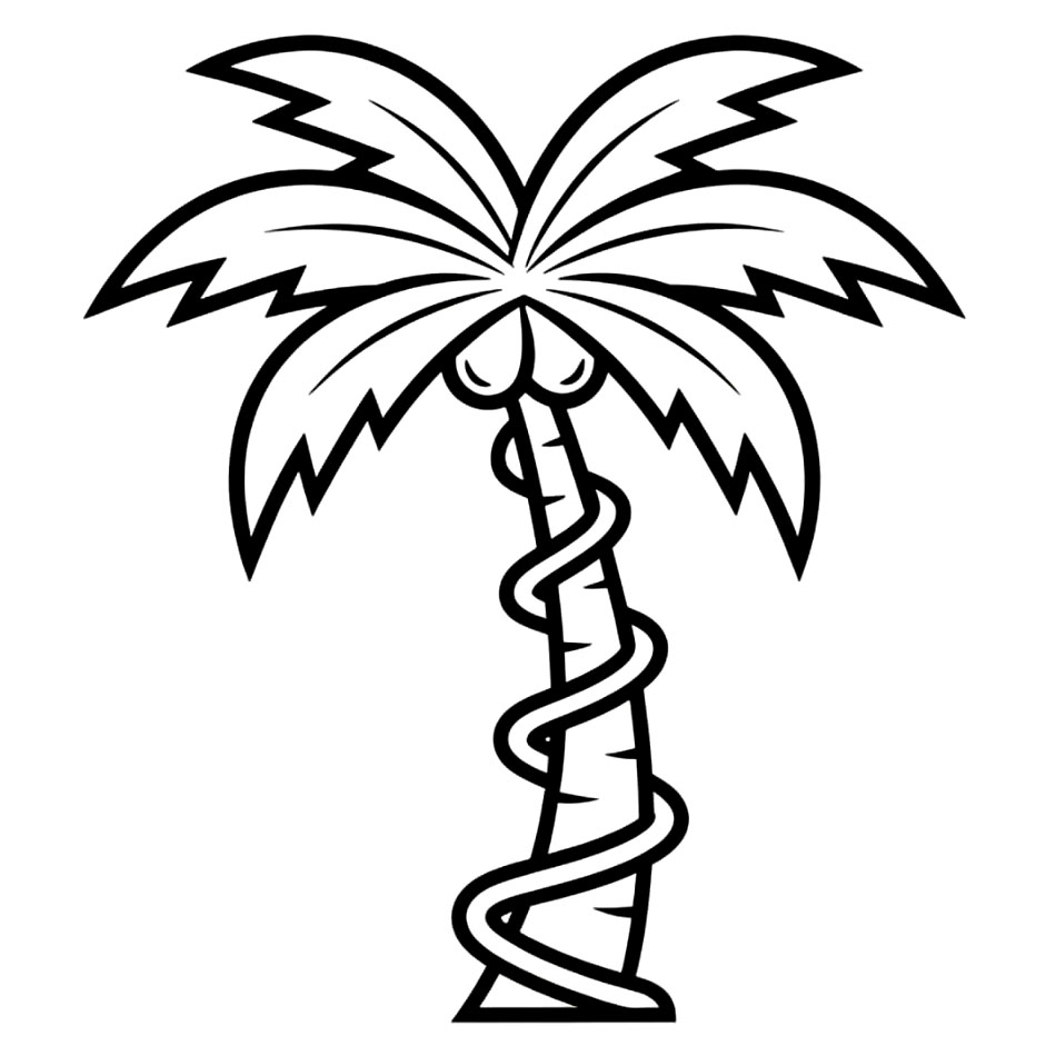 Palma con tronco contorto da colorare