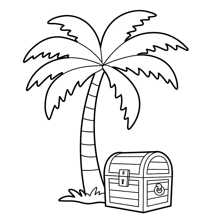 Palma e baule da colorare